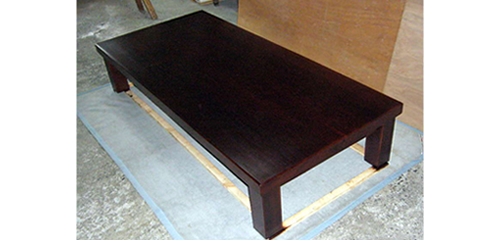 弊社デザイン・製作　赤杉杢板座卓(摺り漆塗り) 